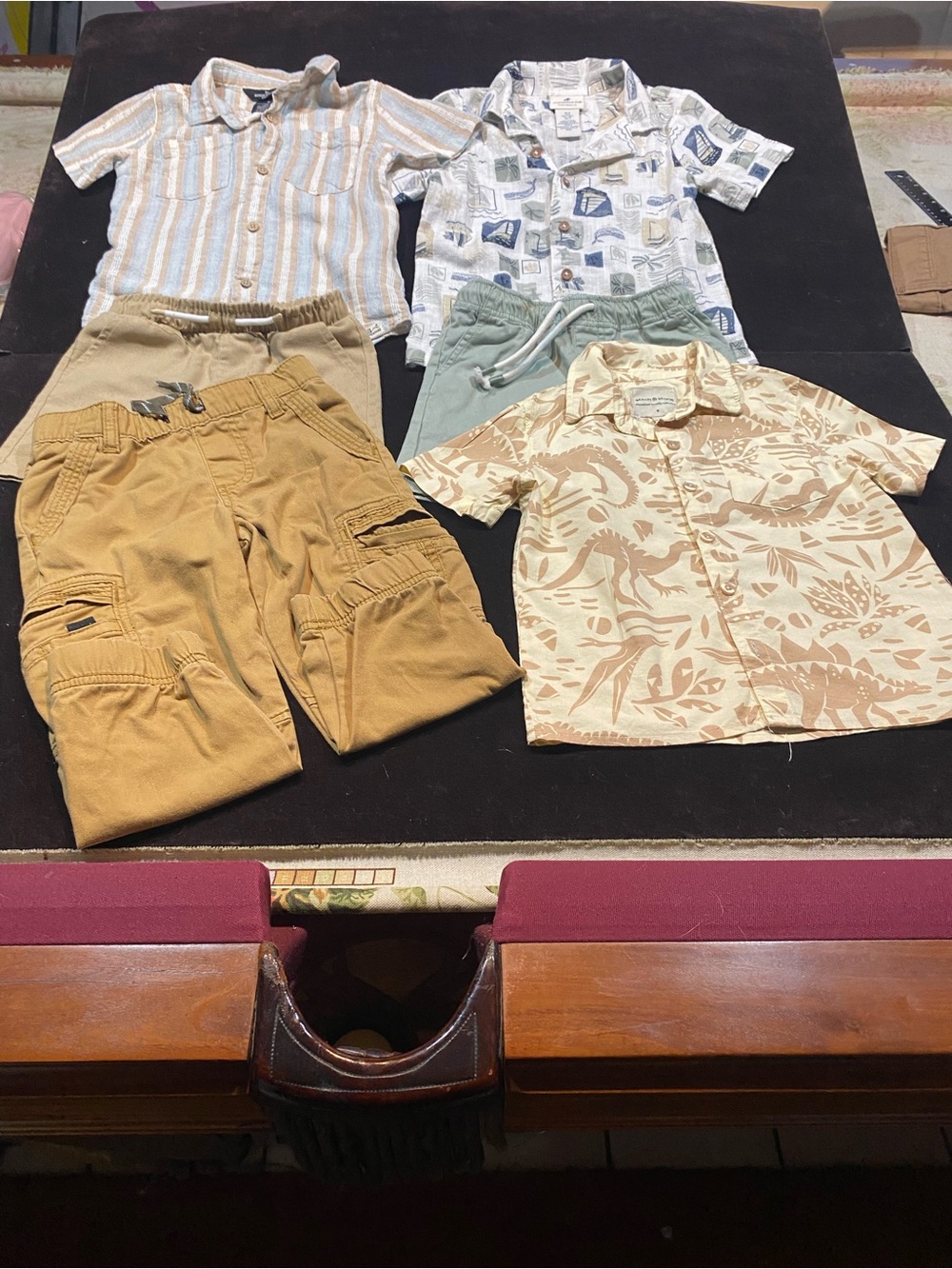 Eddie Bauer Tan and Cream Tropical Print Button-Down Shirt